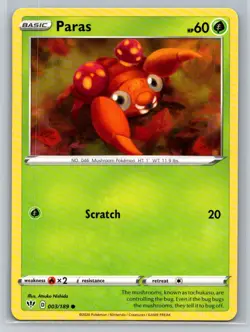 Paras #003/189 SWSH03: Darkness Ablaze Common - Pokemon Cards G11 - Image 1