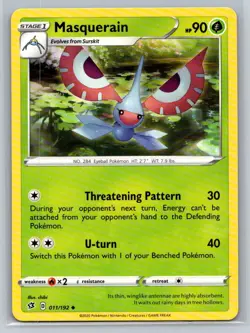 Masquerain #011/192 SWSH02: Rebel Clash Uncommon - Pokemon Cards G9 - Image 1