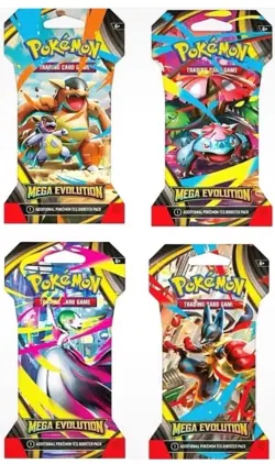 Mega Evolution Sleeved Booster Pack Art Set - Sealed Pokemon Blister Packs - Image 1