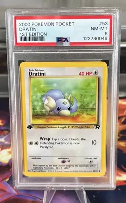 Pokemon Team Rocket: Dratini 1st Ed 53/82 PSA 8 - Image 1