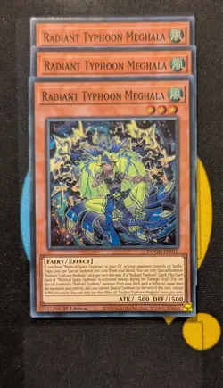 DOOD-EN012 Radiant Typhoon Meghala x3 Super Rare 1st Edition YuGiOh Playset - Image 1