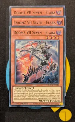 DOOD-EN010 DoomZ VII Seven - Elara x3 Super Rare 1st Edition YuGiOh Playset - Image 1