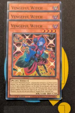 DOOD-EN004 Vengeful Witch x3 Super Rare 1st Edition YuGiOh Playset - Image 1