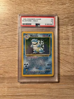 1999 Pokemon TCG Blastoise Base Set Holo Rare Card 2/102 HP PSA 8 - Image 1