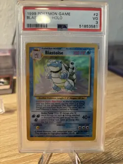 1999 Pokemon TCG Blastoise Base Set Holo Rare Card 2/102 HP PSA 8 - Image 3
