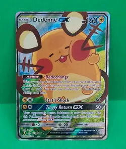 Pokemon Alternate Full Art MINT Condition Dedenne GX 195a/214 Card Grade Worthy - Image 1