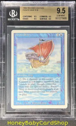 MTG 3rd Edition Revised 1994 Pirate Ship BGS 9.5Q (TRUE QUAD) GEM MINT Pop. 1of2 - Image 1