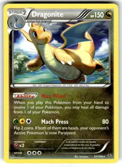 Dragonite 51/108 NM Non Holo Rare XY Roaring Skies 2015 Pokemon TCG - Image 1