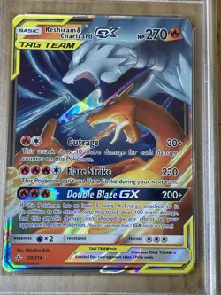 2019 Pokemon Unbroken Bonds Reshiram Charizard GX Tag Team PSA 9 20/214 - Image 2