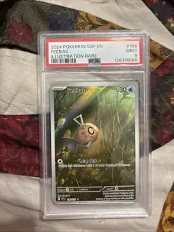 2024 POKEMON SURGING SPARKS EN FEEBAS ILLUSTRATION RARE #198 PSA 9 MINT - Image 1