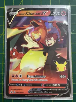 Pokemon Lance's Charizard V SWSH133 Celebrations Black Star Promo Holo Reg Size - Image 1