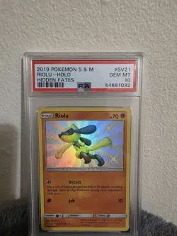 2019 Pokemon Sun & Moon Hidden Fates Riolu Holo PSA 10 Gem Mint - Image 3