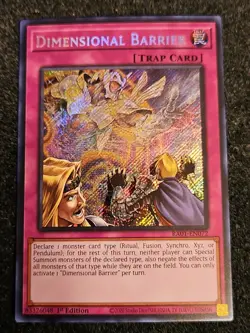 YuGiOh x1 Dimensional Barrier RA01-EN072 Secret Rare NM 1st Ed - Image 1