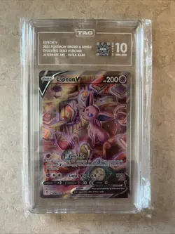 Espeon v Alt Art 180/203 Evolving Skies 2021 Pokemon Card Tag 10 Gem Mint - Image 1