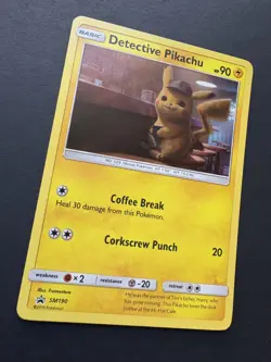 Pokemon TCG - Detective Pikachu Card - Sun & Moon Promo Holo SM190 - LP+ - Image 2