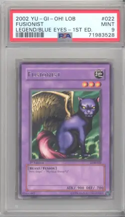 PSA 9 - Yu-Gi-Oh Card - LOB-022 - FUSIONIST (rare) *1st Edition* - MINT - Image 1