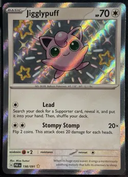 Jigglypuff 198/091 - Paldean Fates Shiny Holo Rare Pokemon TCG 2024 - NM Card - Image 1