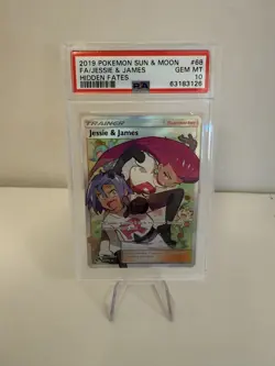 PSA 10 Jessie and James Full Art 68/68 Hidden Fates Pokemon Card 2019 GEM MINT - Image 1