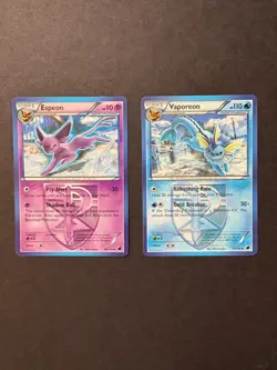 2 Card Lot Vaporeon 20/116, Espeon Team Plasma Freeze Black and White - Image 1