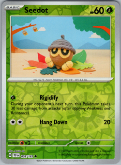 Pokemon - Seedot - 003/162 - Reverse Holo - Temporal Forces - NM/M - Image 1