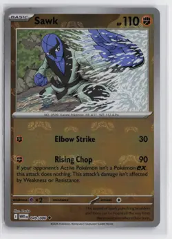 Pokemon Sawk (Master Ball Pattern) 049/086 Holo Uncommon SV: White Flare NM - Image 1