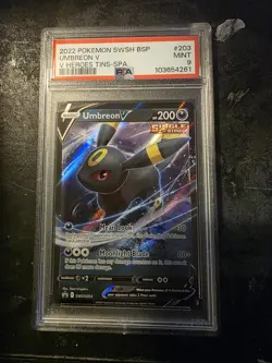 2022 POKEMON SWSH BLACK STAR PROMO V HEROES TINS #203 UMBREON V PSA 9 - Image 1