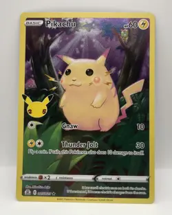 Pikachu 005/025 Celebrations Holo NEAR MINT Full Art Pokemon 2021 ⚡ - Image 1