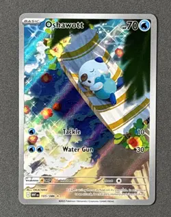 Pokemon TCG Scarlet & Violet White Flare Oshawott 105/086 Illustration Rare - Image 1