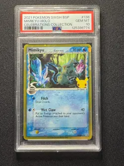 2021 Pokemon Mimikyu Delta Species Black Star Promo SWSH136 Celebrations PSA 10 - Image 1