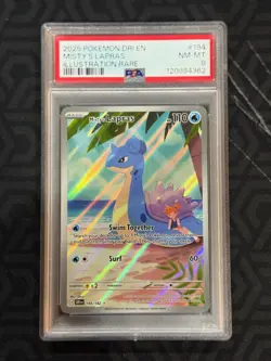 2025 POKEMON DRI EN-DESTINED RIVALS ILLUSTRATION RARE #194 MISTY'S LAPRAS PSA 8 - Image 1