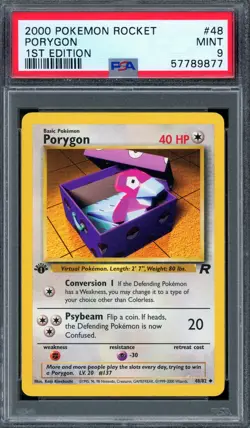 PSA 9 Pokemon 2000 1st Edition Team Rocket Porygon #48 - Image 1