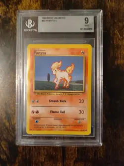 Pokemon 1999 Base Unlimited Ponyta #60 Beckett Graded 9 Mint - Image 1