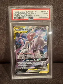 2019 P.M. SM Black Star Promo Card FA/Mewtwo Mew GX- MINT 9 PSA - Image 1