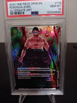 One Piece Card Roronoa Zoro Alt Art OP06-118 Wings of the Captain PSA 10 - Image 1