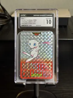 Mew Bandai Carddass (1996) Pokemon - Part 2 - 151 Red Card - Prism Holo CGC 10 - Image 1