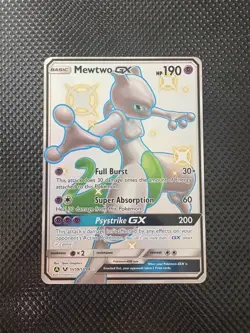 Mewtwo GX SV59/SV94 MINT Pokemon Hidden Fates Holo Full Art Card - Image 1