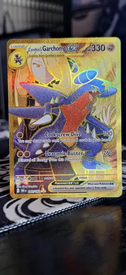 Pokemon TCG Destined Rivals Cynthia's Garchomp EX Card 241/182 Gold Hyper Rare - Image 2