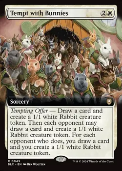 Tempt with Bunnies Extended Art Regular - Bloomburrow Commander MTG-NM - Image 1