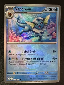 Pokemon TCG Vaporeon (Poke Ball Pattern) SV: Prismatic Evolutions 022/131 Rare - Image 1