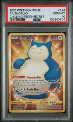2021 POKEMON SWORD & SHIELD CHILLING REIGN SECRET #224 FULL ART/SNORLAX PSA 10 - Image 1