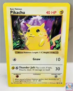 Pikachu 58/102 Yellow Cheeks Shadowless Pokemon Card 1999 Base Set GEM MINT - Image 1