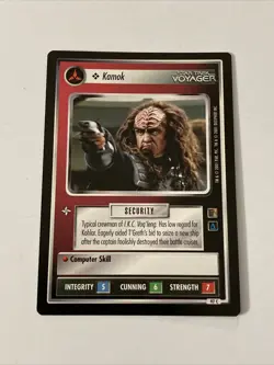 Star Trek CCG Personnel Klingon Kamok Black Boarder Card - Image 1