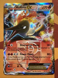 Pokemon Card - Moltres EX - Ultra Rare (14/135) BW Plasma Storm *LP* - Image 1