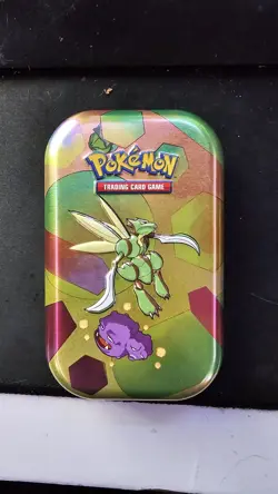 Pokemon Scarlet Violet Mini Tin Weezing/Scyther 151 Series Empty Card And Coin - Image 1