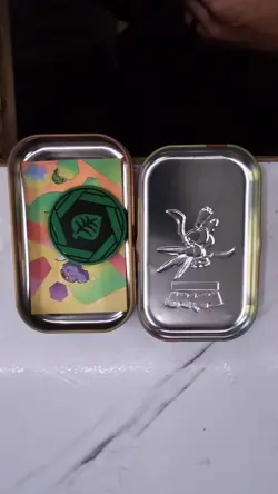 Pokemon Scarlet Violet Mini Tin Weezing/Scyther 151 Series Empty Card And Coin - Image 2