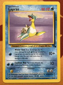 Pokemon Card - Lapras - Unlimited - Rare (25/62) WOTC Fossil Near Mint - Image 1