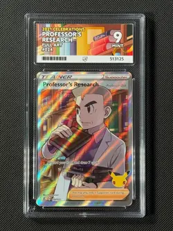 ACE 9 Professor's Research 024/025 Full Art Pokemon Card Celebrations GEM MINT - Image 1