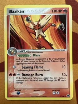 Pokemon Card - Blaziken - Non-Holo Rare Deck Exclusive (1/106) ex Emerald *DMG* - Image 1