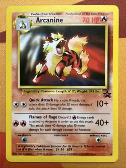 Pokemon Card - Arcanine - Non-Holo - WOTC (#6) Black Star Promo *LP* [1] - Image 1