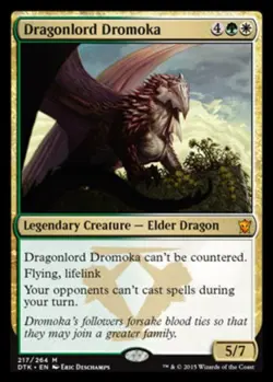 1x Dragonlord Dromoka - Foil Light Play, English Dragons of Tarkir MTG Magic - Image 1